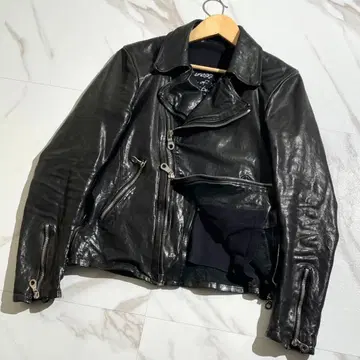 미사용 백러쉬 이탈리아 숄더 더블 라이더 자켓 블랙