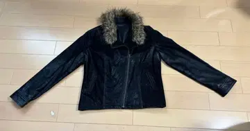 Cartragazze 블랙 페이크 레더 자켓 퍼 포함 L