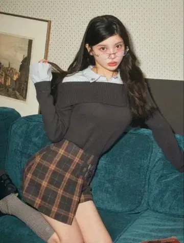 darich 셔츠 도킹 오프숄더 니트탑