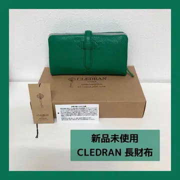 새상품 CLEDRAN 아도레 장지갑 그린 소가죽 여성용