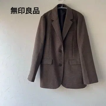 무인양품 브라운 체크 테일러드 자켓 M