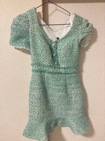 민트 그린 트위드 드레스