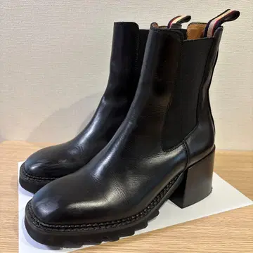 [ 새상품급 ] 천연 가죽 첼시 부츠 블랙 37
