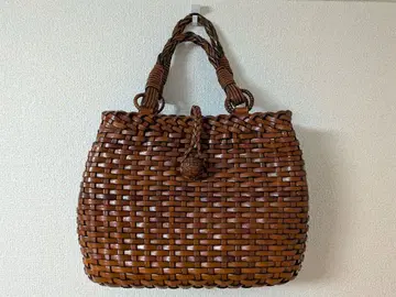 천연 가죽 바구니 백 브라운