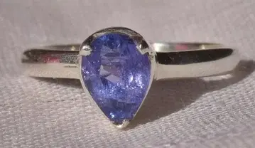 10.5호 탄자나이트 페어 쉐이프 패싯 컷 실버 반지 343