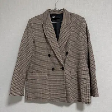 ZARA 체크 무늬 더블 브레스트 자켓 자켓 체크 자켓