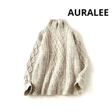 AURALEE NEPPED 터틀넥 니트 베이지