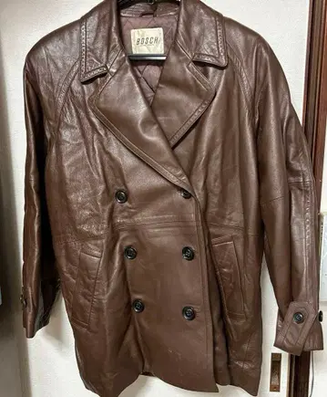 BOSCH 다크 브라운 가죽 더블 브레스트 자켓 라무 라이더스