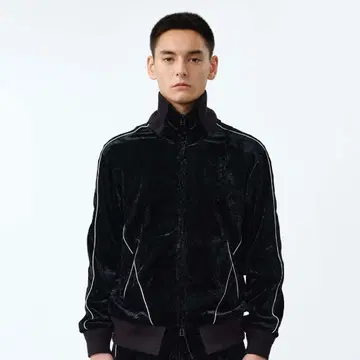 VELVET TRACK REGULAR FIT JACKET BLACK
