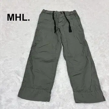 [ MHL ] 마가렛호웰 와이드 팬츠 카키 트라우저 허리밴딩