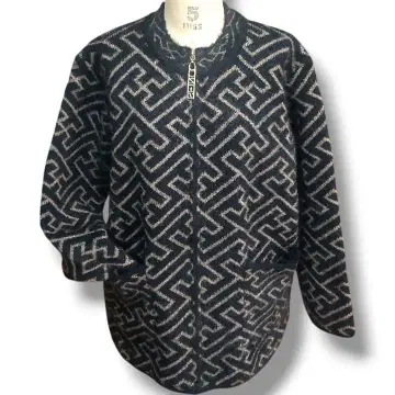 니트 스웨터 풀오버 가디건 라메 오버 사이즈 기하학 패턴