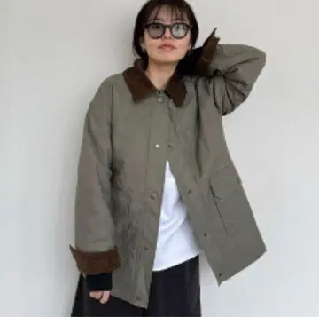 시마무라 셀렉 빅 안감 퀼트 자켓 중간 그린 M