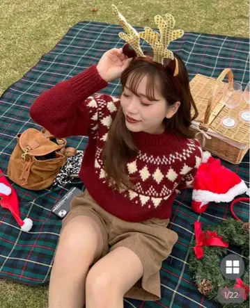 nugu 6mu. ROMU 자카드 니트 노르딕 무늬 레드