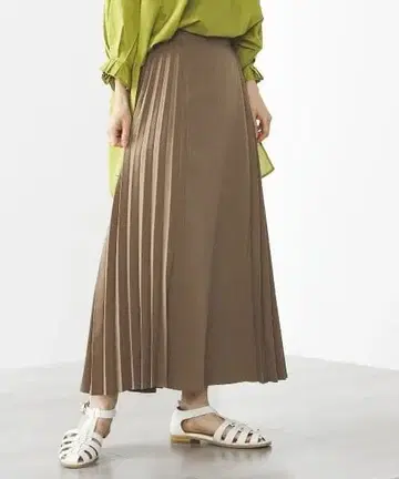 [ 미사용 택 포함 ] BEAMS 브라운 플리츠 롱 스커트