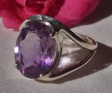 8.5호 인클루전 자수정 쿼츠 오벌컷 실버 반지 242