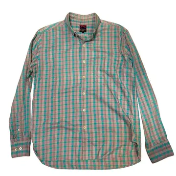 BRU NA BOINNE 긴팔 셔츠 스카이블루 핑크 체크 무늬 네펜데스