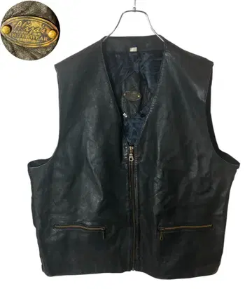 레어 레트로 구제 의류 다크 브라운 리얼 가죽 베스트 집업 루즈한 사이즈