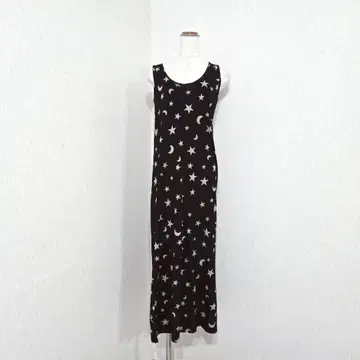 HIAND 별 패턴 슬리브리스 롱 원피스 루즈핏 귀여운 A라인 ( F )