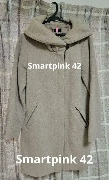 스마트 핑크 아우터 코트 롱 기장 무지 일본제 빅 42