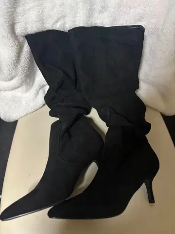 스웨이드 블랙 롱 부츠