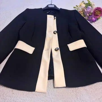 ZARA 노카라 자켓 M 블랙/화이트 새상품급