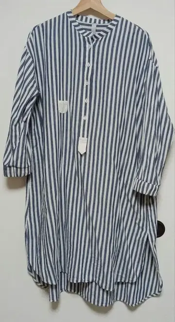 시로네 Sirone 스트라이프 롱 셔츠 원피스