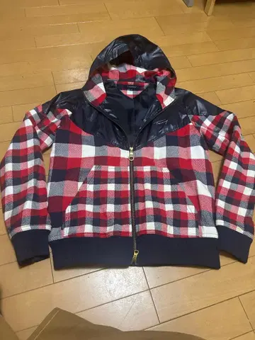 TOMMY 후드 부착 체크 자켓 M