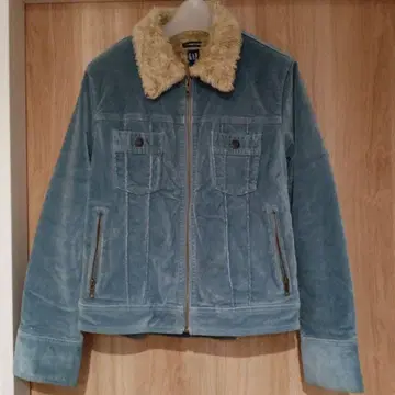 [ 새상품급 ] GAP 벨로아 지퍼 점퍼 보아 안감 S 블루