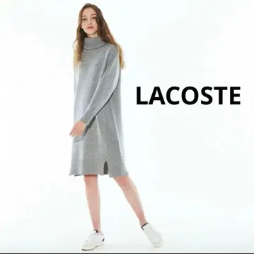 LACOSTE 라코스테 터틀넥 니트 원피스 그레이 원 포인트