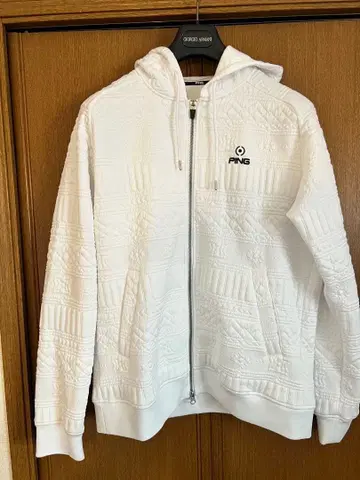PING 화이트 풀 집업 후드 부착 트레이닝복