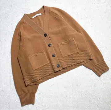 프레임워크 울 캐시미어 V넥 숏 가디건 카멜