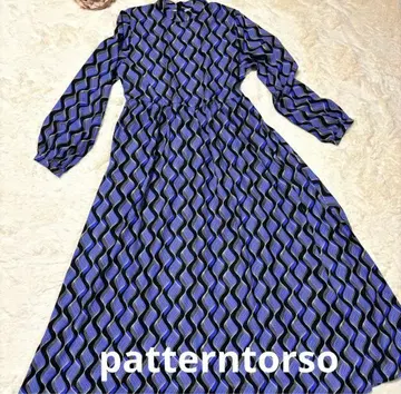 물결 무늬 긴팔 롱 원피스