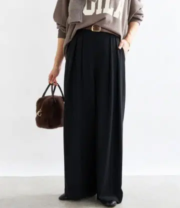 리브 드와 턱 와이드 슬랙스 블랙 38