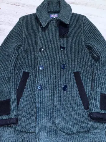 BLUE BLUE 코위찬 니트 중후 더블 브레스트 피코트