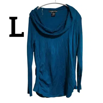 파란색 카슈쿨 넥 긴팔 상의 L