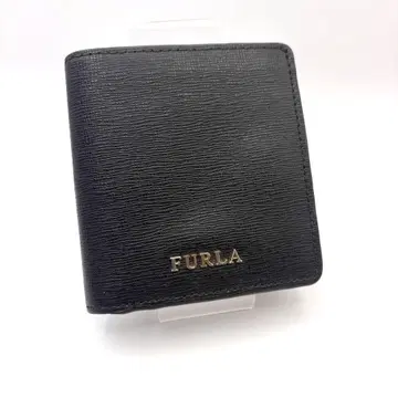 FURLA 훌라 지갑 이단 접이식 컴팩트 가죽 블랙