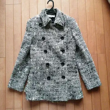 23구 새상품급 트위드 더블 브레스트 체스터 코트 38