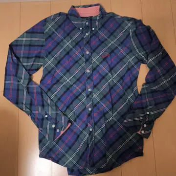 TOMMY 체크 무늬 셔츠 L 사이즈 네이비