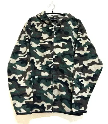 HILLCROP 카모 패턴 플리스 후드티 L 사이즈 남성용 그린