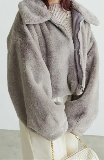 시착만 한 상품 내추럴 꾸뛰르 스탠칼라 인조 모피 자켓 web 한정판