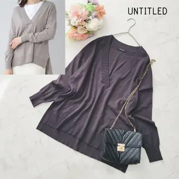 UNTITLED*다크 그레이*깊은 V넥 레이어드 니트