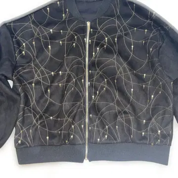 블랙 스웨이드풍 별 모양 장식 자켓