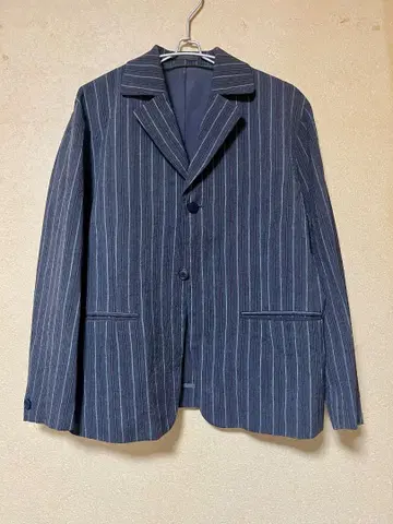 Y's bis 네이비와 화이트 스트라이프 테일러드 자켓