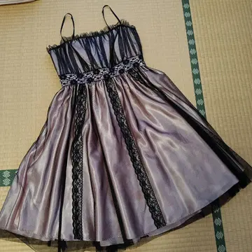 여성용 9AR 핑크 새틴과 블랙 레이스 슬립 드레스 결혼식