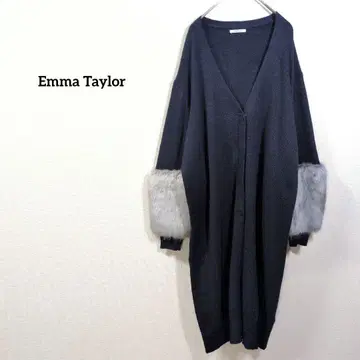 엠마 테일러 롱 가디건 네이비 퍼 커프 F
