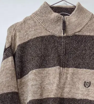 chaps 챕스 스트라이프 하프 지퍼 니트