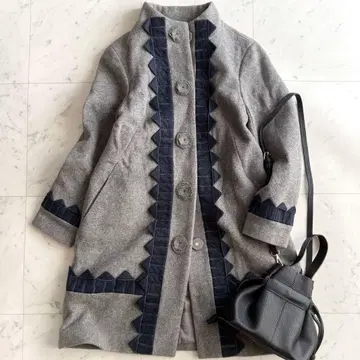 새상품급 쓰리 원 필립 림 울 혼방 스탠드 카라 디자인 코트 그레이