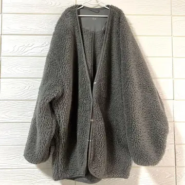 유니클로 보아 플리스 점퍼 그레이 M 여성용 루즈핏