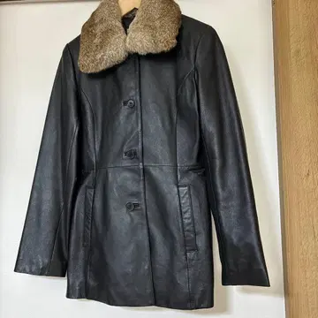 양가죽 퍼 카라 부착 레더 자켓