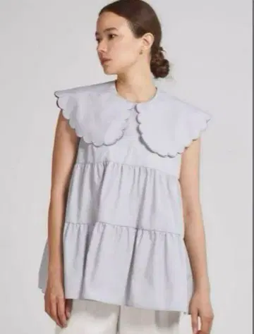 yori 스캘럽 티어드 블라우스 그레이 F 사이즈